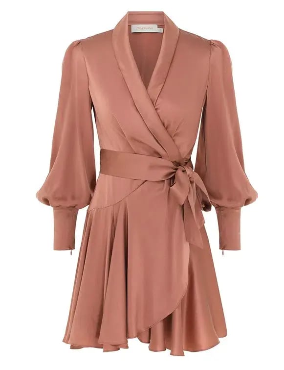 Zimmermann The Silk Wrap Mini Dress in Blush Size 0/Au 8 photo 2