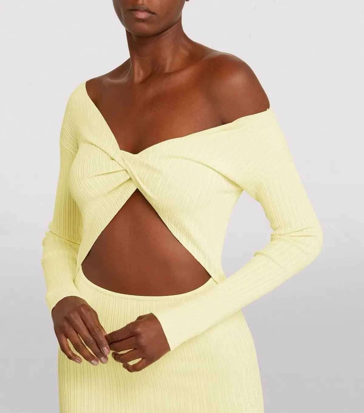 Sir the Label Kelvin Off Shoulder Draped Dress in Lemon Yellow Size 3 / AU 12 photo 2