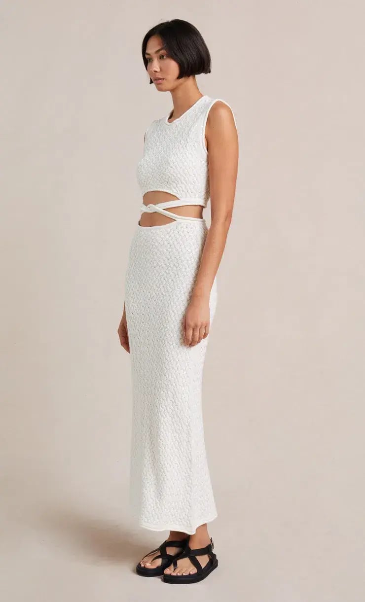 Bec & Bridge Effie Knit Cut Out Dress White Size 8 photo 2