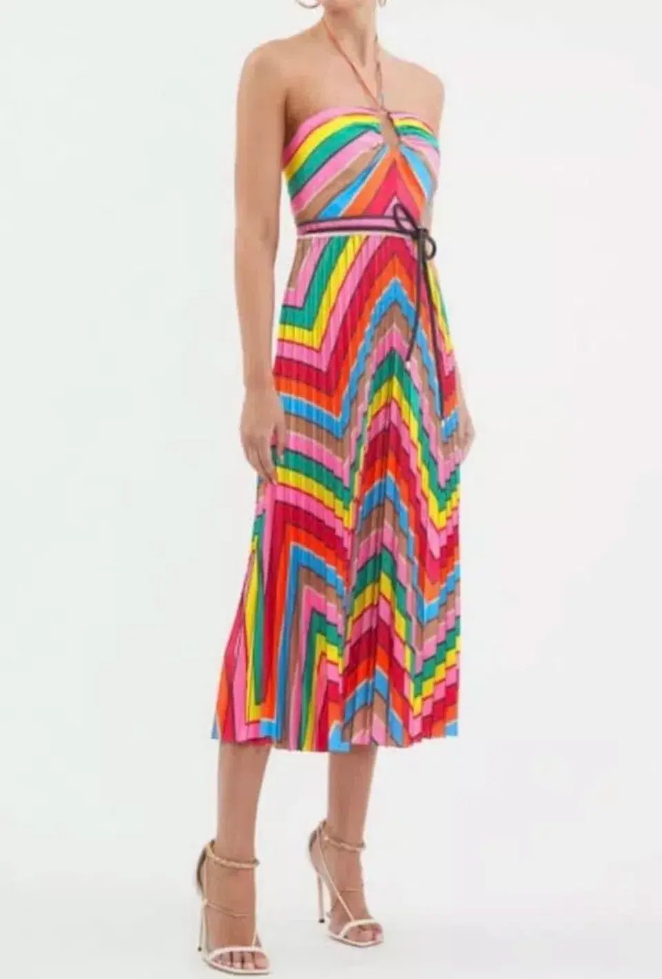 REBECCA VALLANCE DALI HALTER MIDI DRESS IN MULTI SIZE 10 photo 2