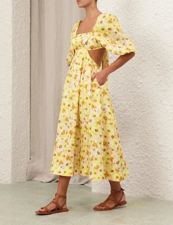 Zimmermann Lightburst Cut Out Midi Dress Size 1/AU 10 photo 2