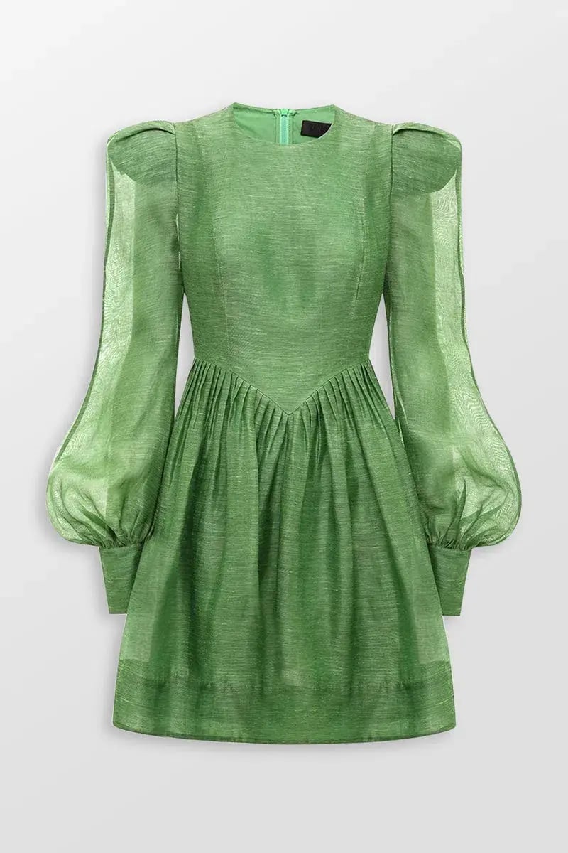 Leo Lin Elena Structured Shoulder Mini Dress in Tropical Green Size 10 photo 4