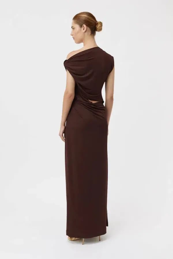 Camilla and Marc Annalise Draped Maxi Dress in Chocolate Brown Size 8 photo 2