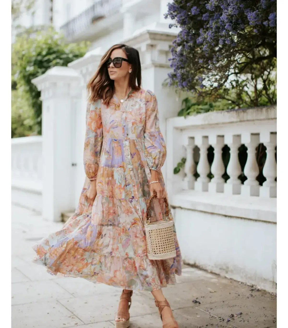 Zimmermann Cira Tiered Shirt Dress Patch Multi Floral Size 2 AU 12 photo 2