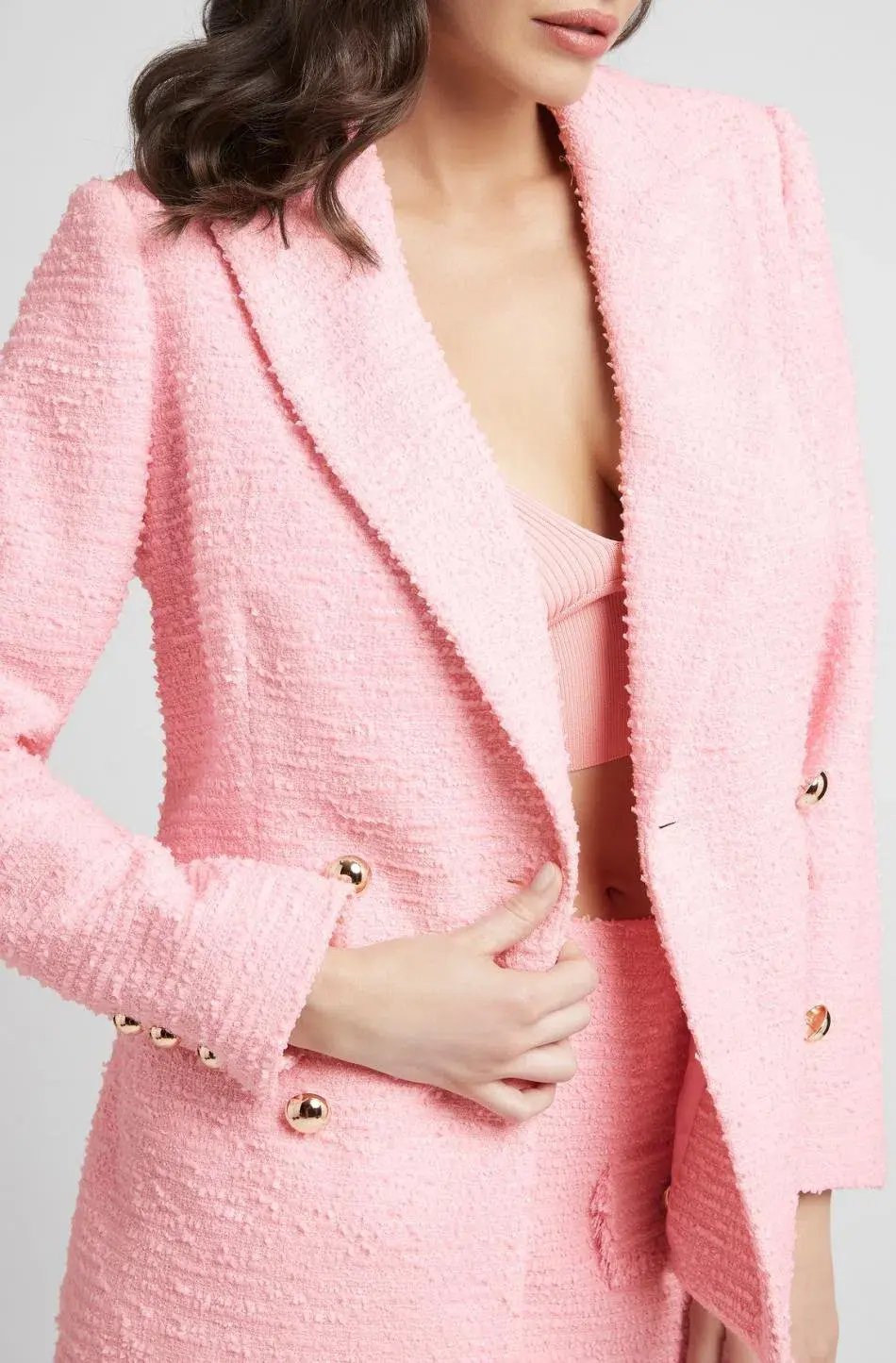 Sheike Cupid Tweed Blazer and Skirt Set Pink Size 6 photo 3