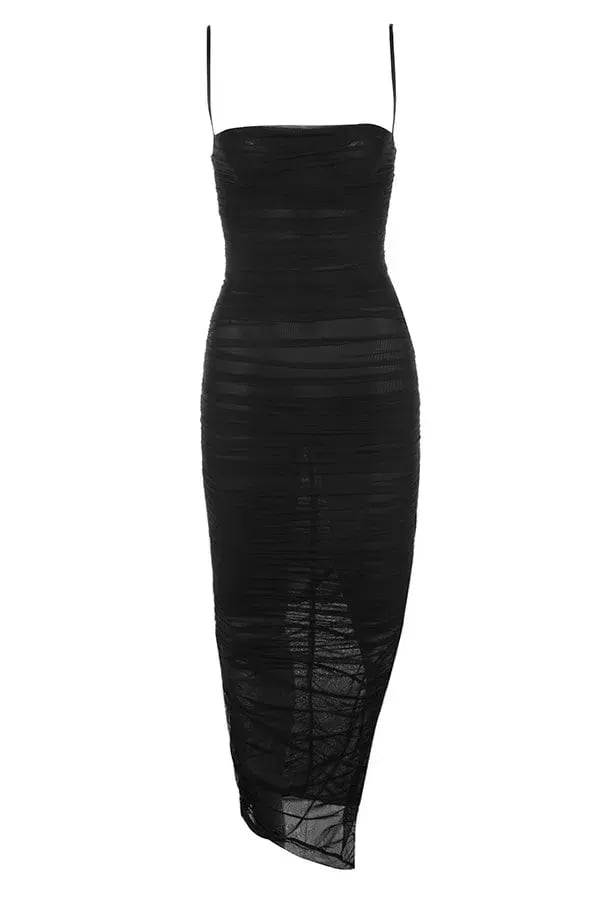 House of CB Fornarina Organza Mesh Midi Dress Black Size 12 photo 4
