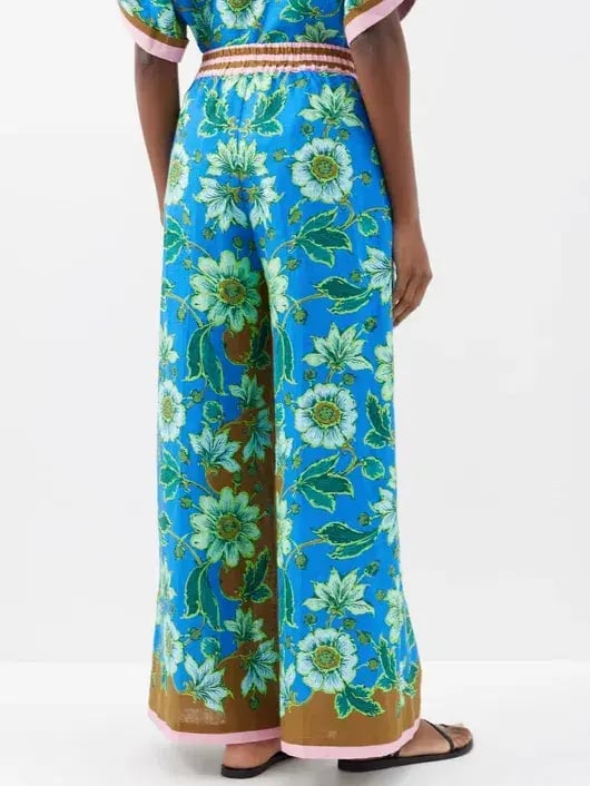Alemais Winnie Floral Spliced Blue Brown Shirt and Pant Two Piece Set Floral Size 10 photo 6