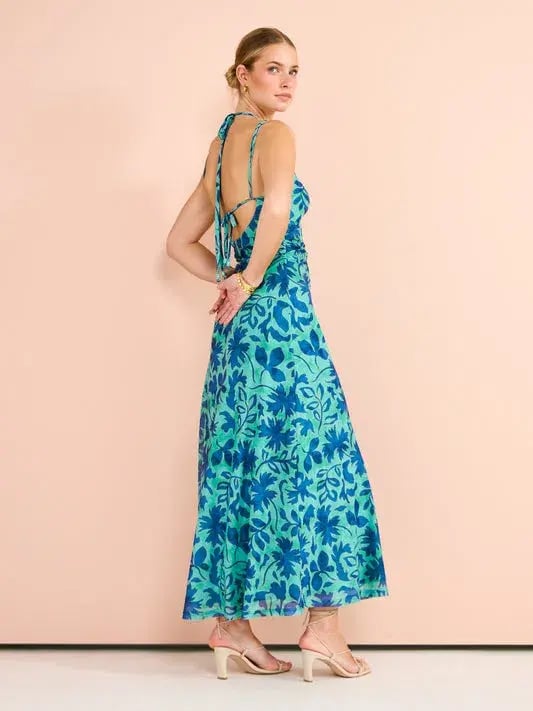Hansen And Gretel Odessa Dress In Aqua Leaf Size L/AU 12 photo 2