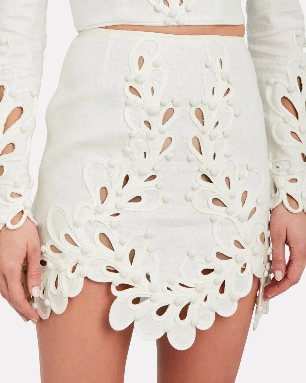 Zimmermann Brightside Rouleaux Mini Skirt Ivory Size 2 / AU 12 photo 2