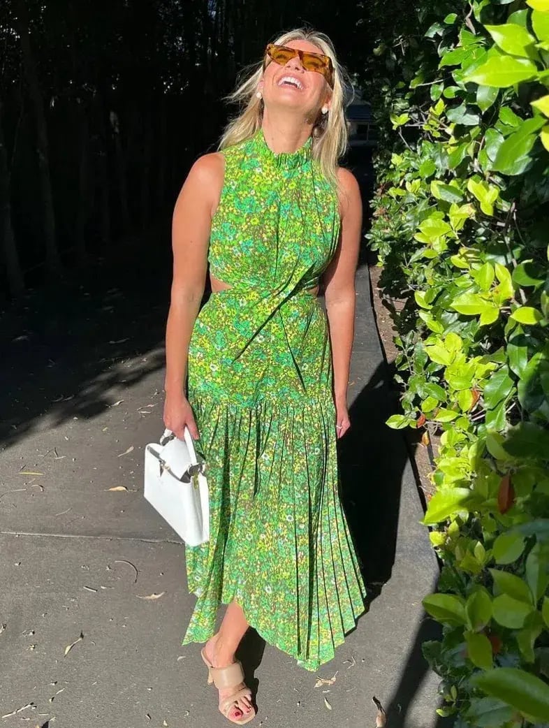 Alemais Phyllis Twist Front Pleated Midi Dress Green Size AU 8 photo 3
