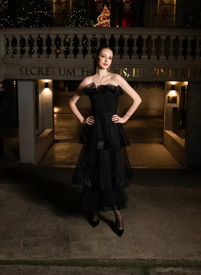 Barino Kascade Tiered Ruffle Midaxi Midi Black Size AU 10 photo 7