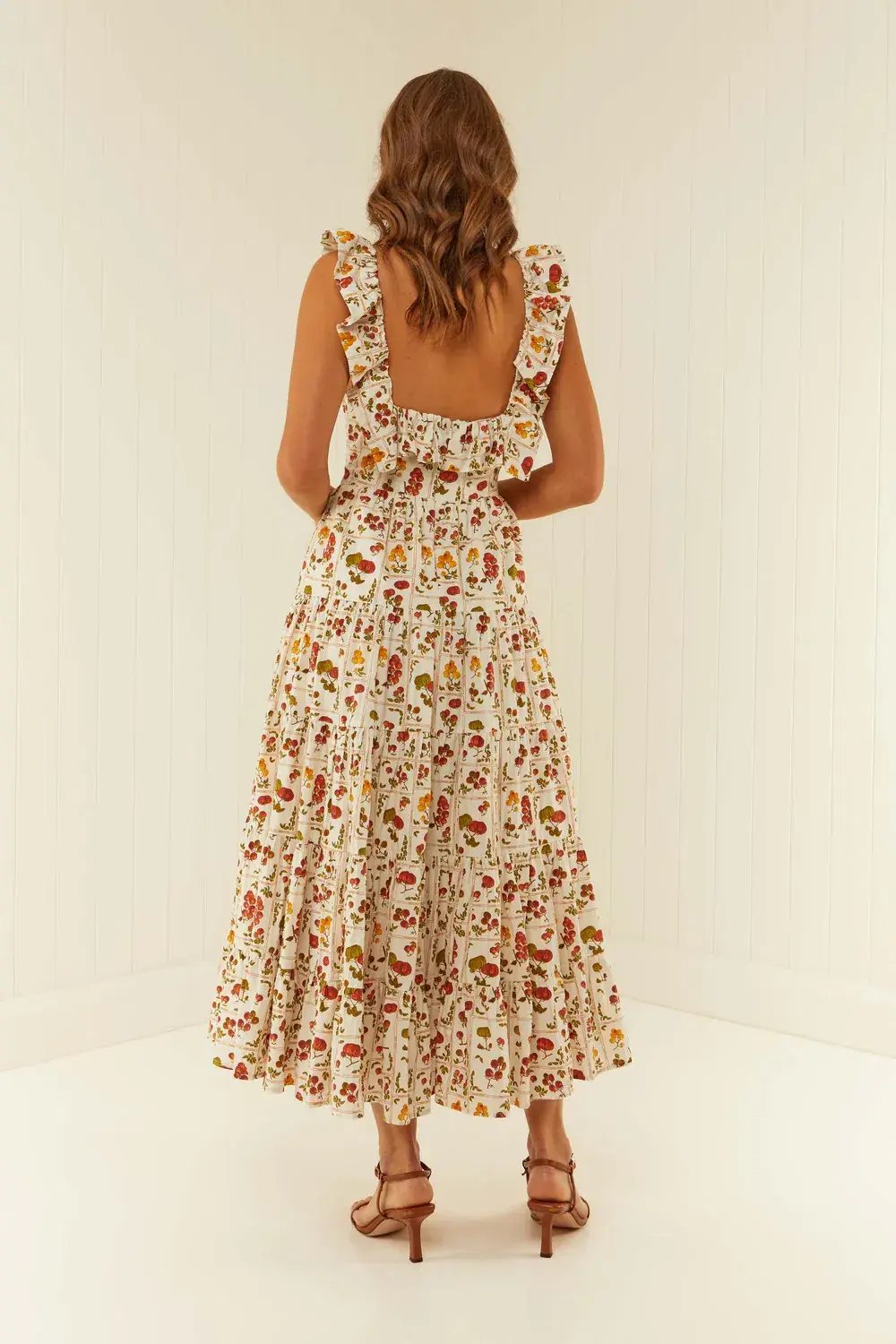 Palm Noosa Leon Midi Dress in Tomato Tiles Print Size 12 photo 2
