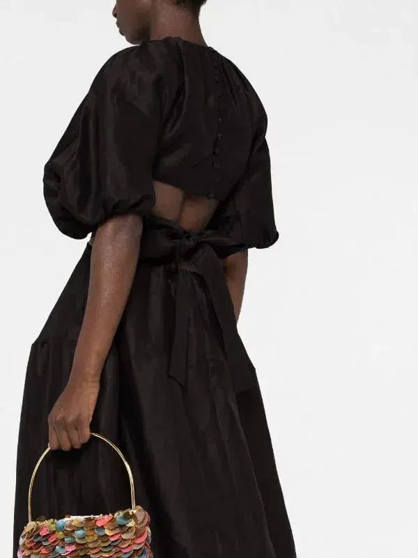 Aje Mimosa Puff Sleeve Midi Dress Black Size 8 photo 3