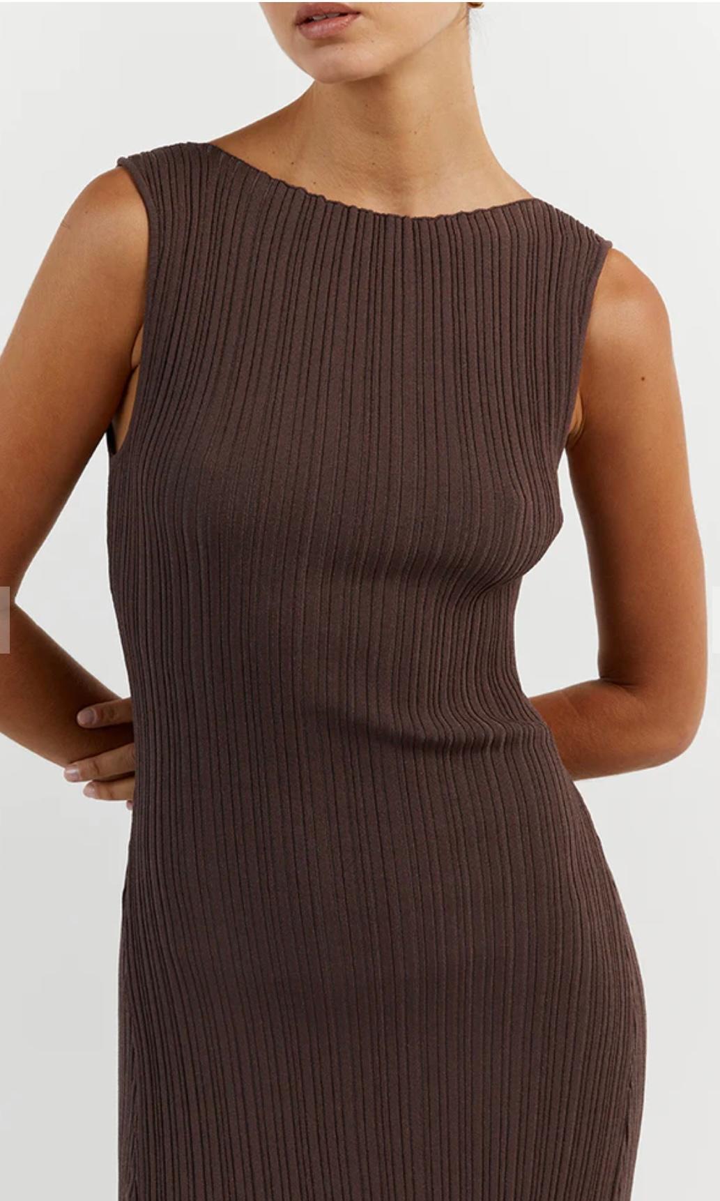 Dissh Ivy Coffee Sleeveless Midi Dress Brown Size S / AU 8 photo 4