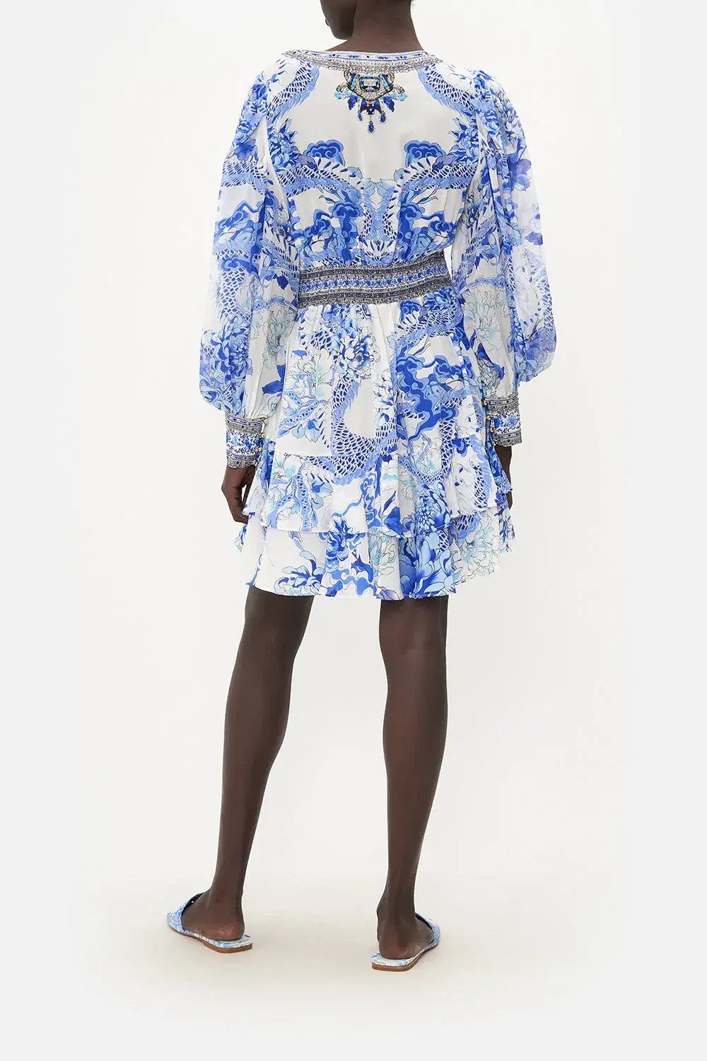 Camilla Button Front Frill Dress Heart Of A Dragon Print Size 10 photo 3