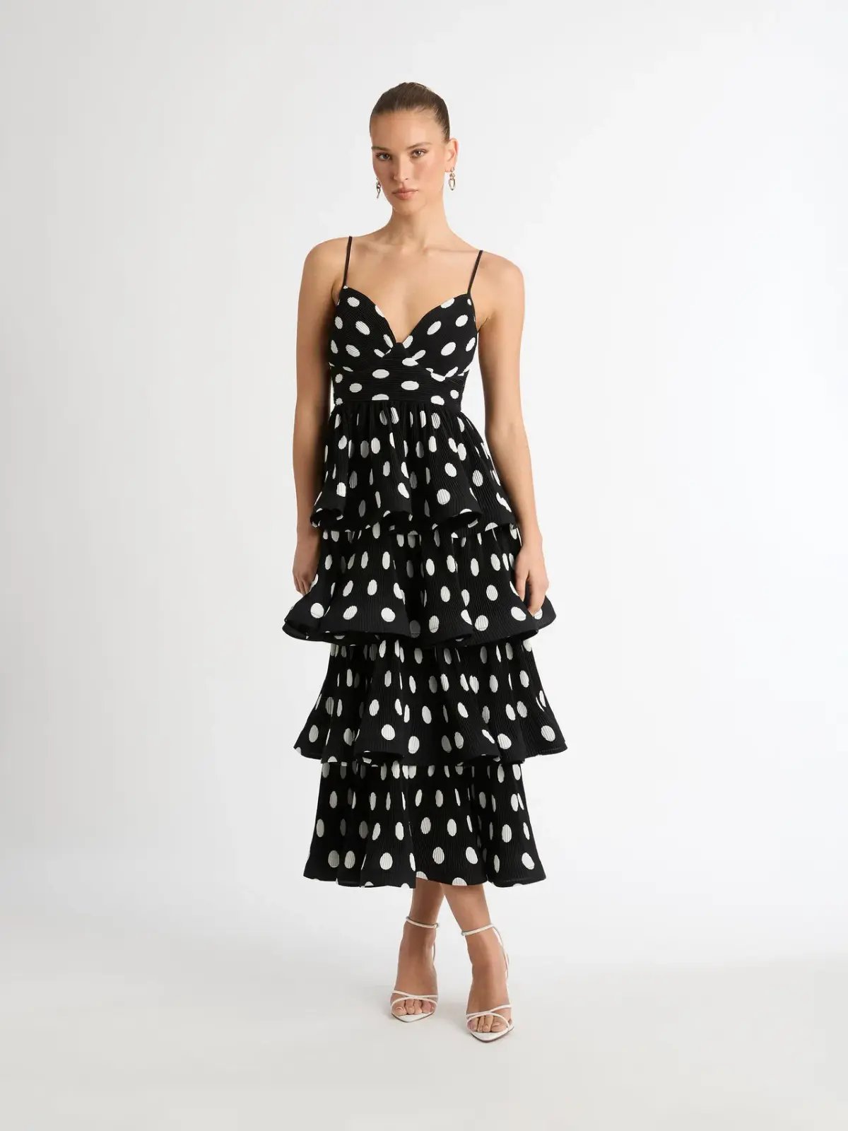 Sheike Julia Tiered Polka Dot Dress Print Size 6 photo 4