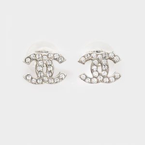 Chanel Silver Swarovski Crystal CC Earrings photo 2