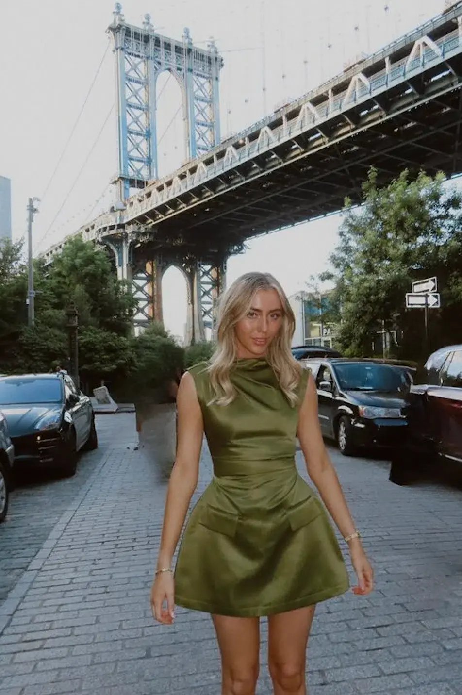Odd Muse The Ultimate Muse Satin Straight Neck Mini Dress Olive Size 8 photo 2