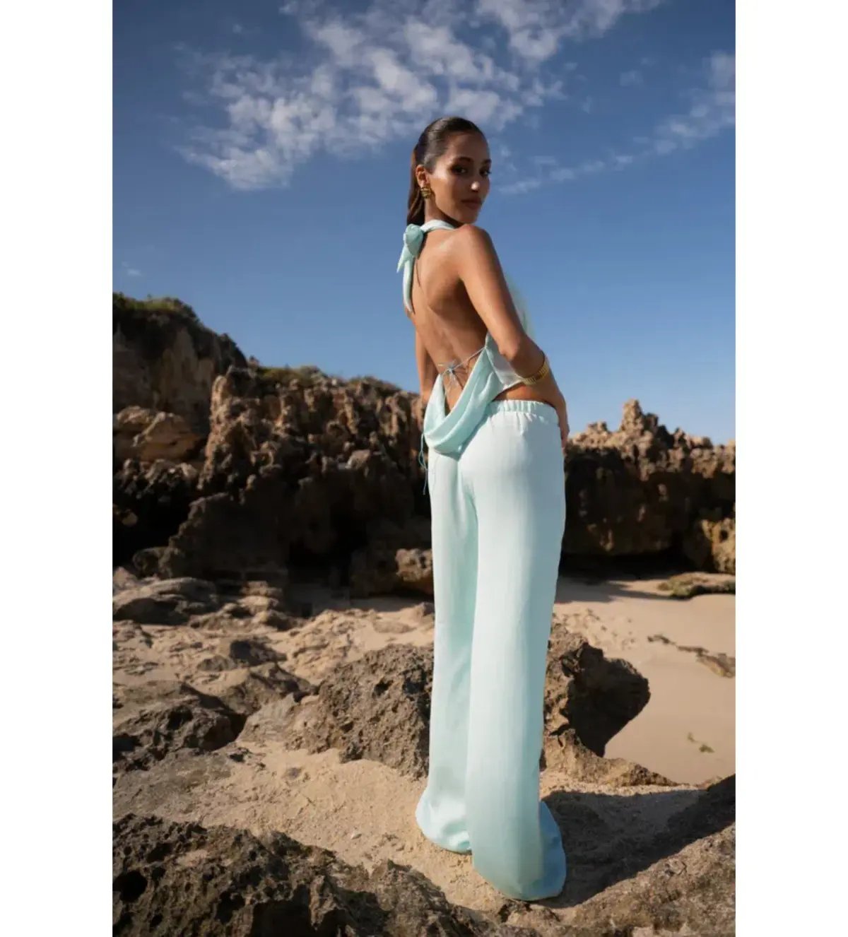 HNTR The Label Isabelle Top & Pants Set Aqua Size XS/AU 6 photo 4