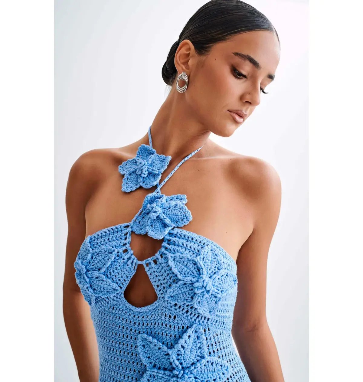 Meshki Floral Crochet Maxi Dress Cornflower Blue Size Small / AU 8 photo 2