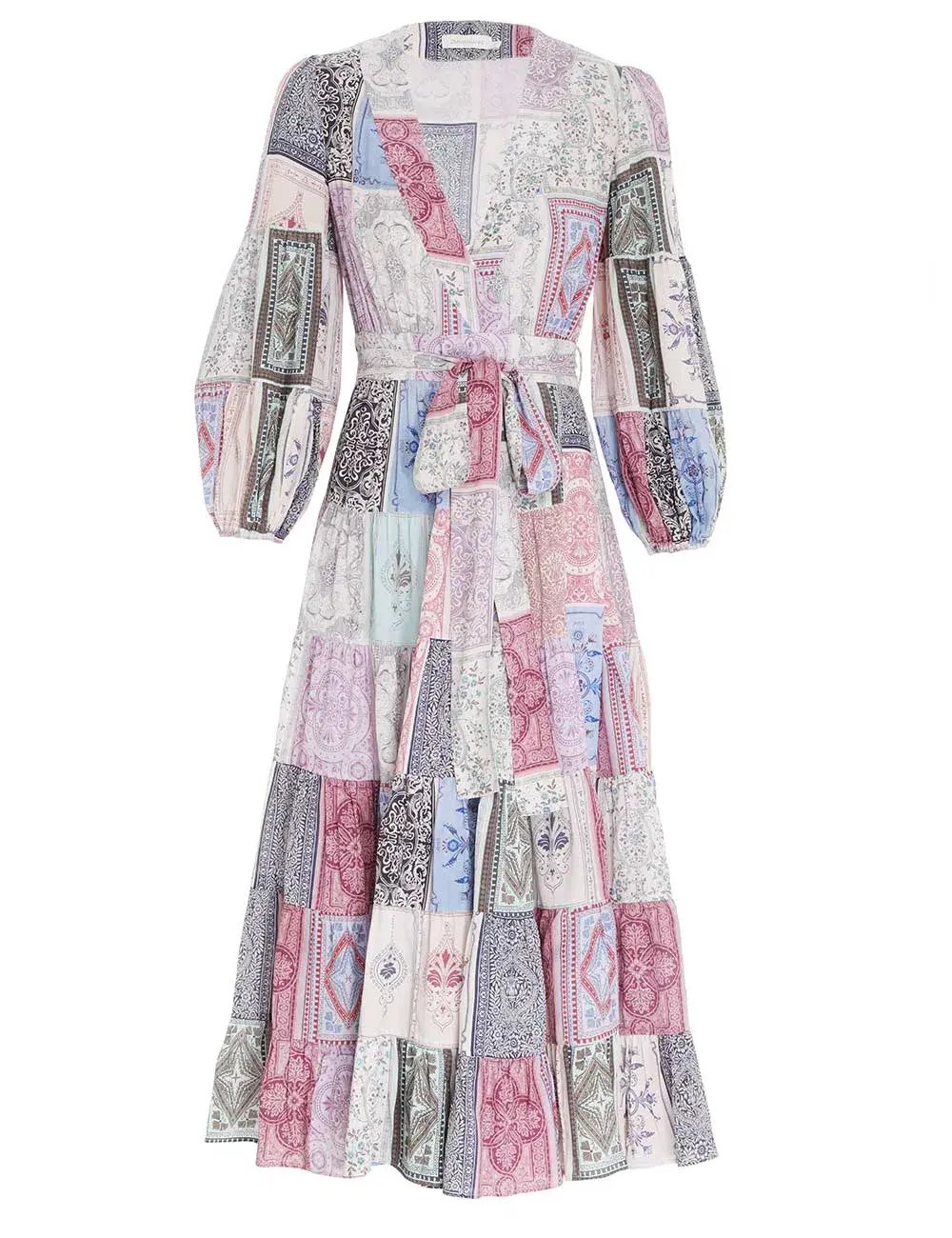 Zimmermann Wrap Midi Dress Multi Zodiac Cards Print Size 2 /Au  12 photo 2