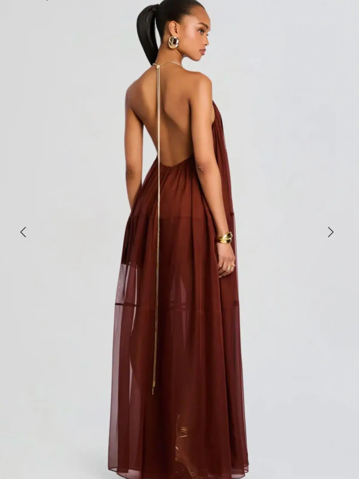 Retrofete arlet chiffon dress chestnut size XS 6 photo 4