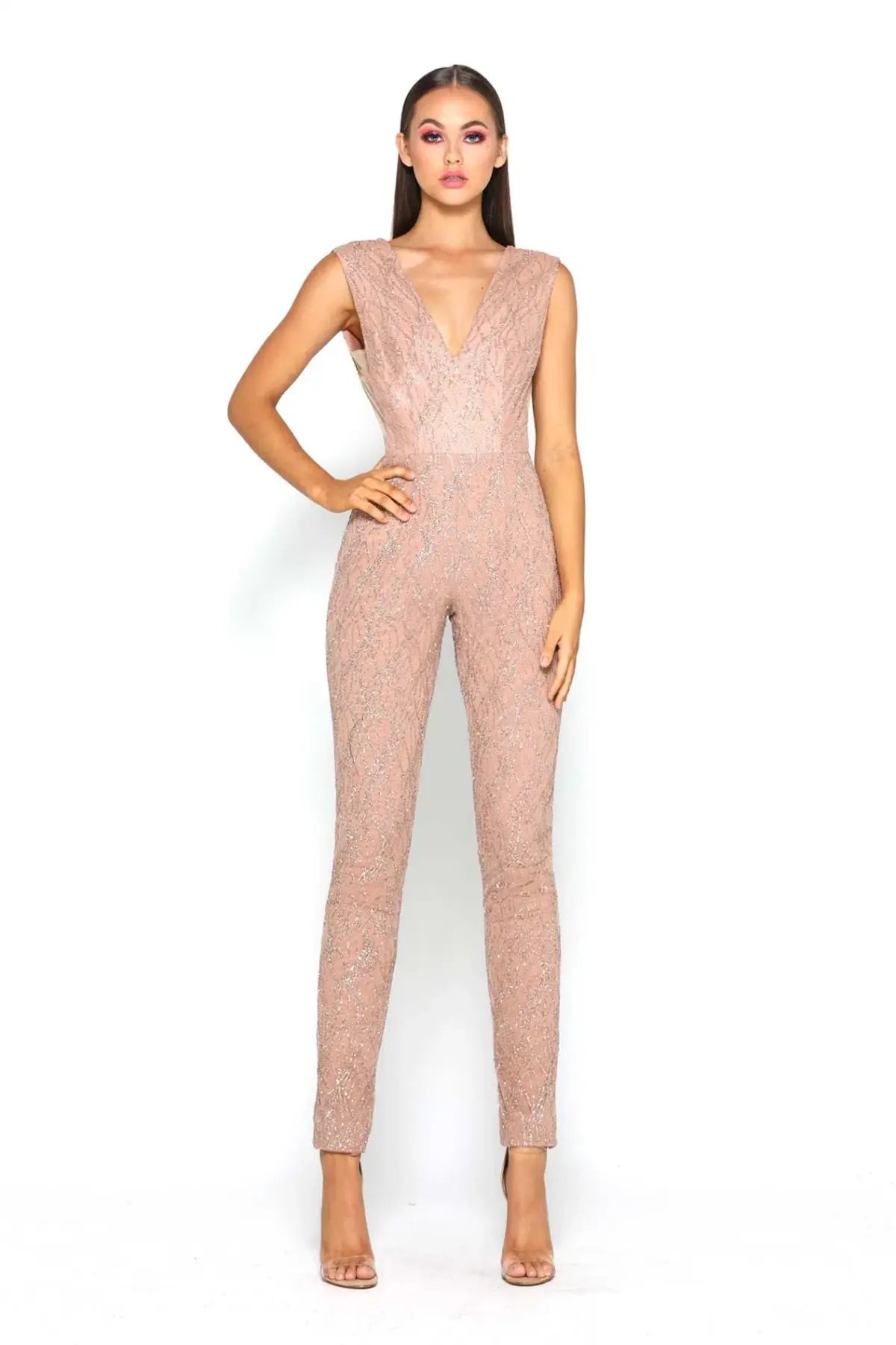 Portia and Scarlett Savanah Rose Gold Jumpsuit Size S photo 2
