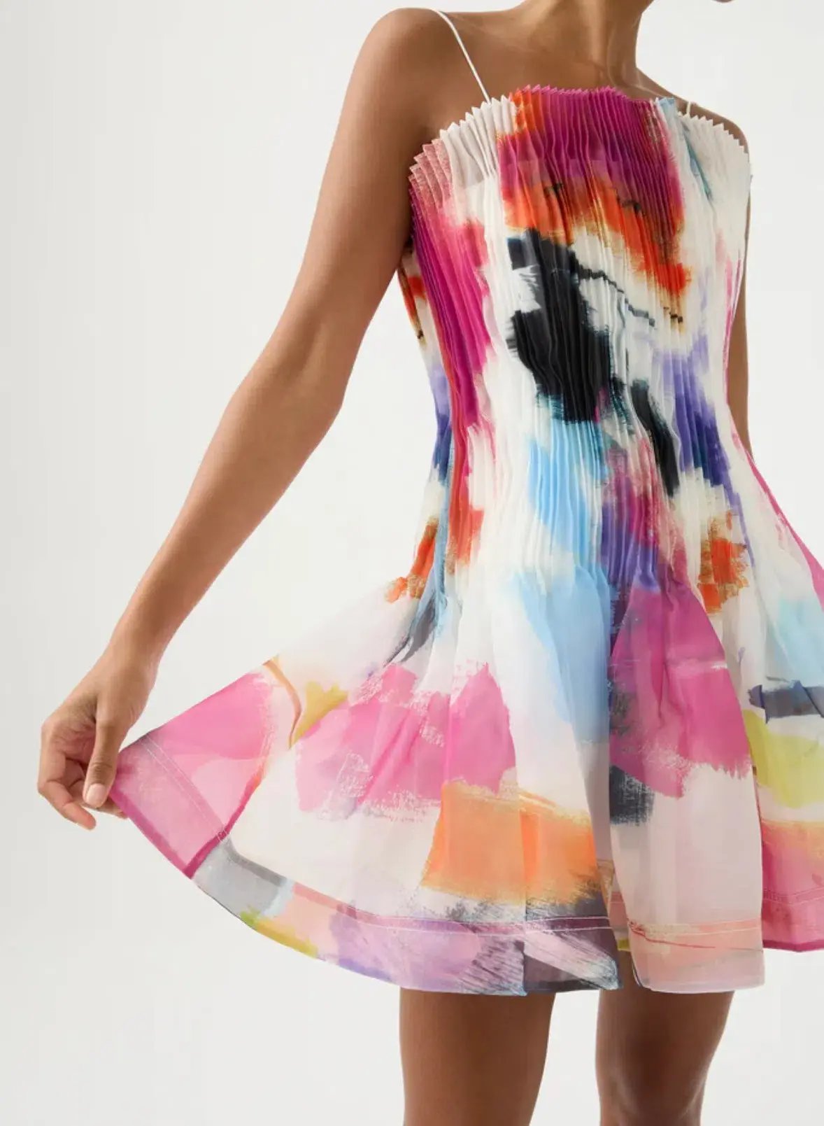 Aje Celestial Pleated Mini Dress Multi-colored Size AU 6 photo 3