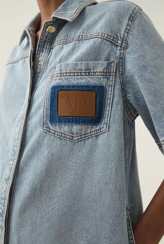 Aje Aura Denim Mini Tunic Dress Size AU 12 photo 3