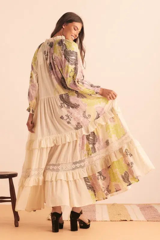 Bohemian Traders Castello Ruffle Maxi Dress Cream Size 12 photo 5