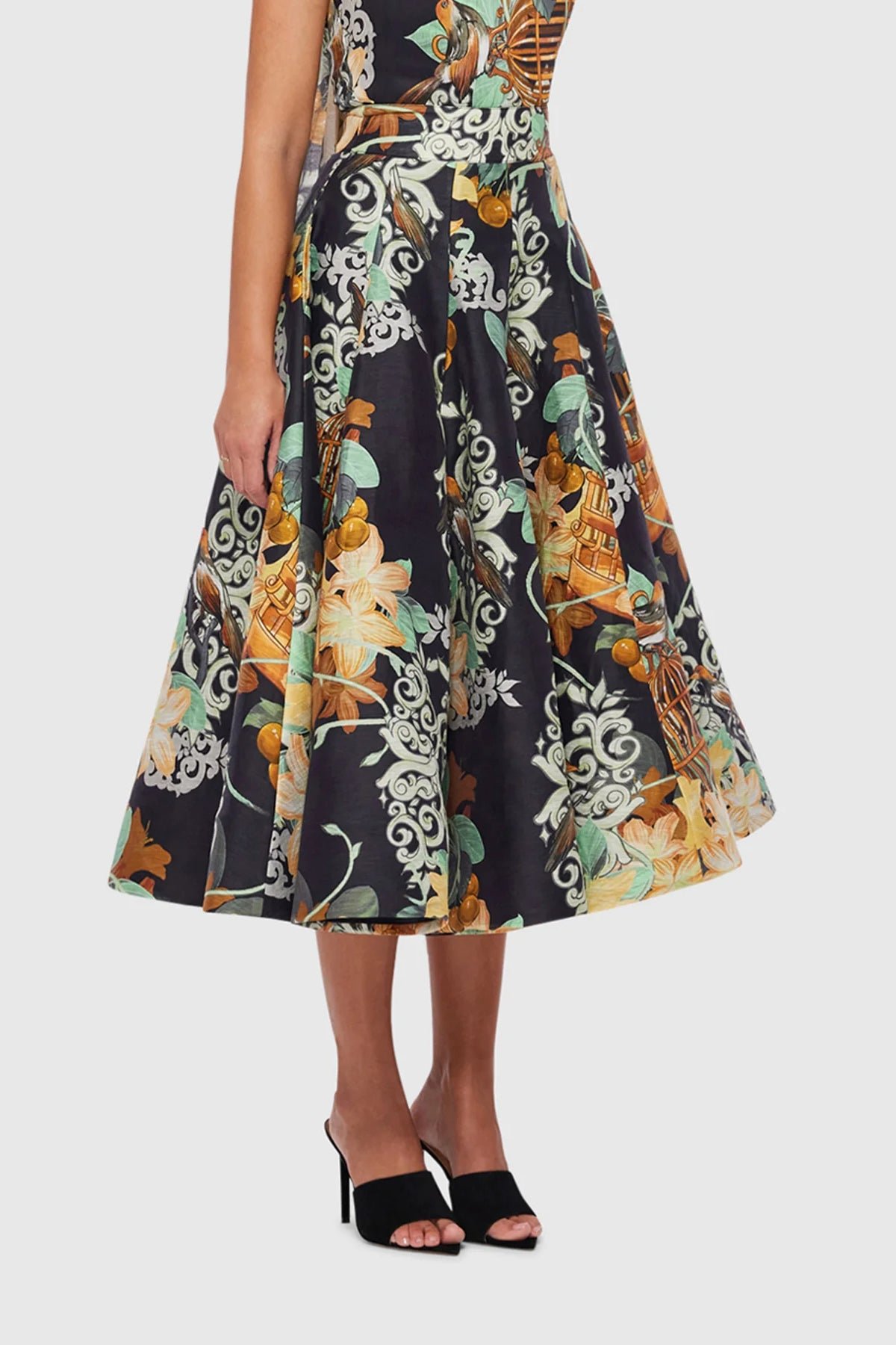 LEO LIN MYLA MIDI SKIRT - AZALEA PRINT IN TWILIGHT photo 3
