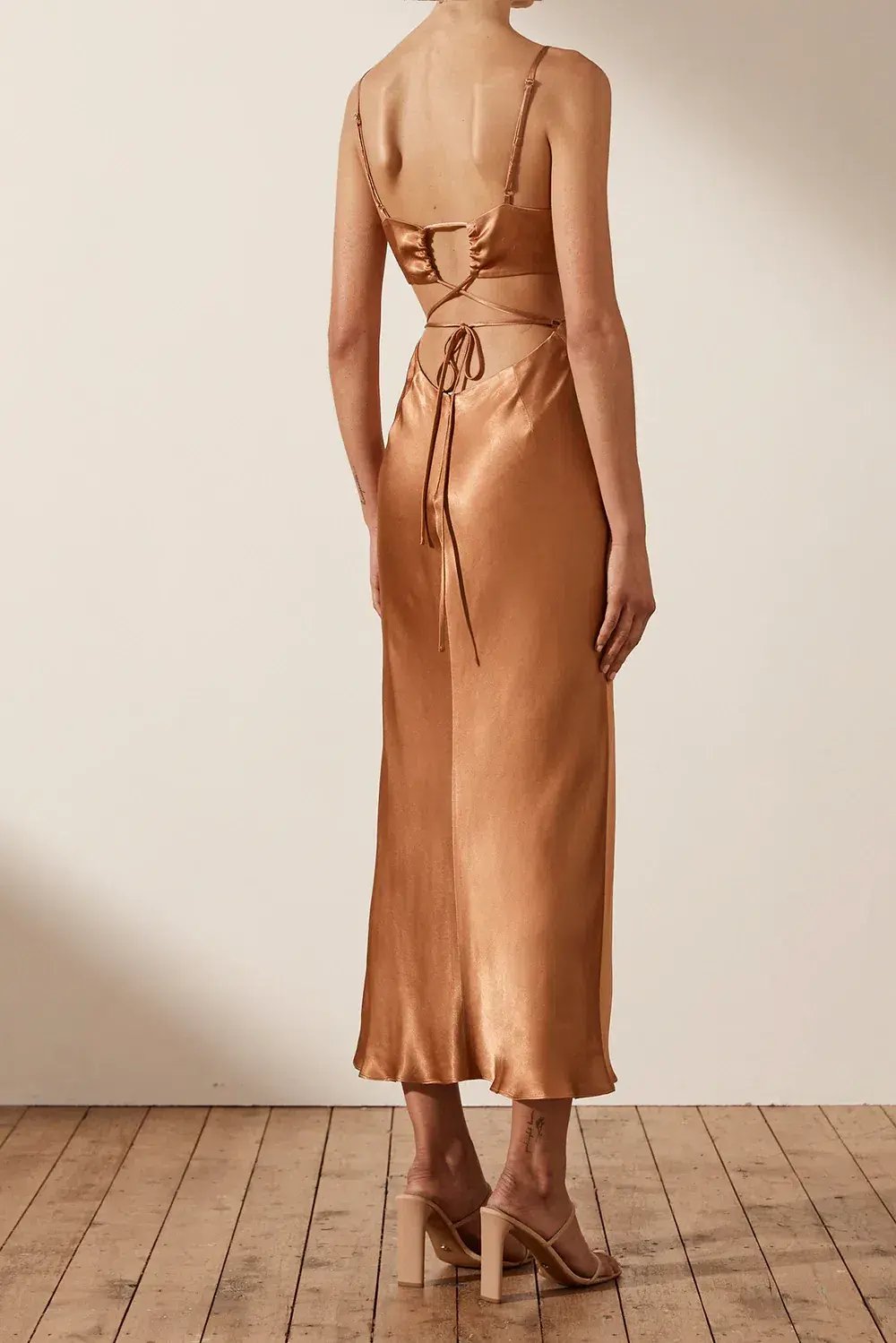 Shona Joy La Lune Backless Midi Dress Copper Size 8 photo 3