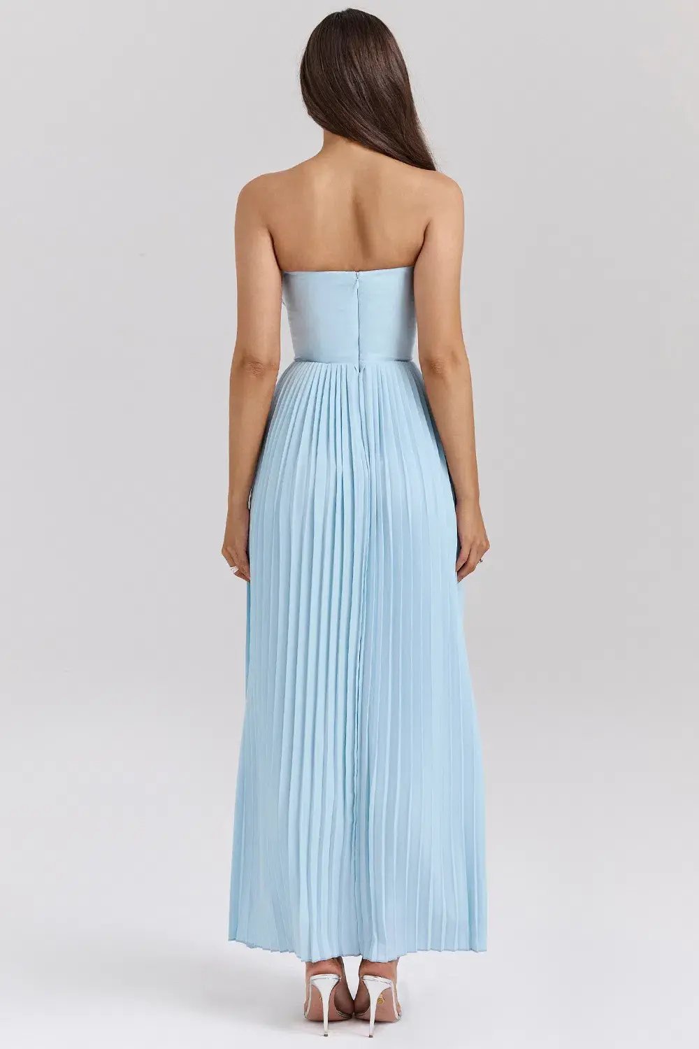 House of CB Marcella Pleated Maxi Dress Ocean Blue Size L / AU 12 photo 3