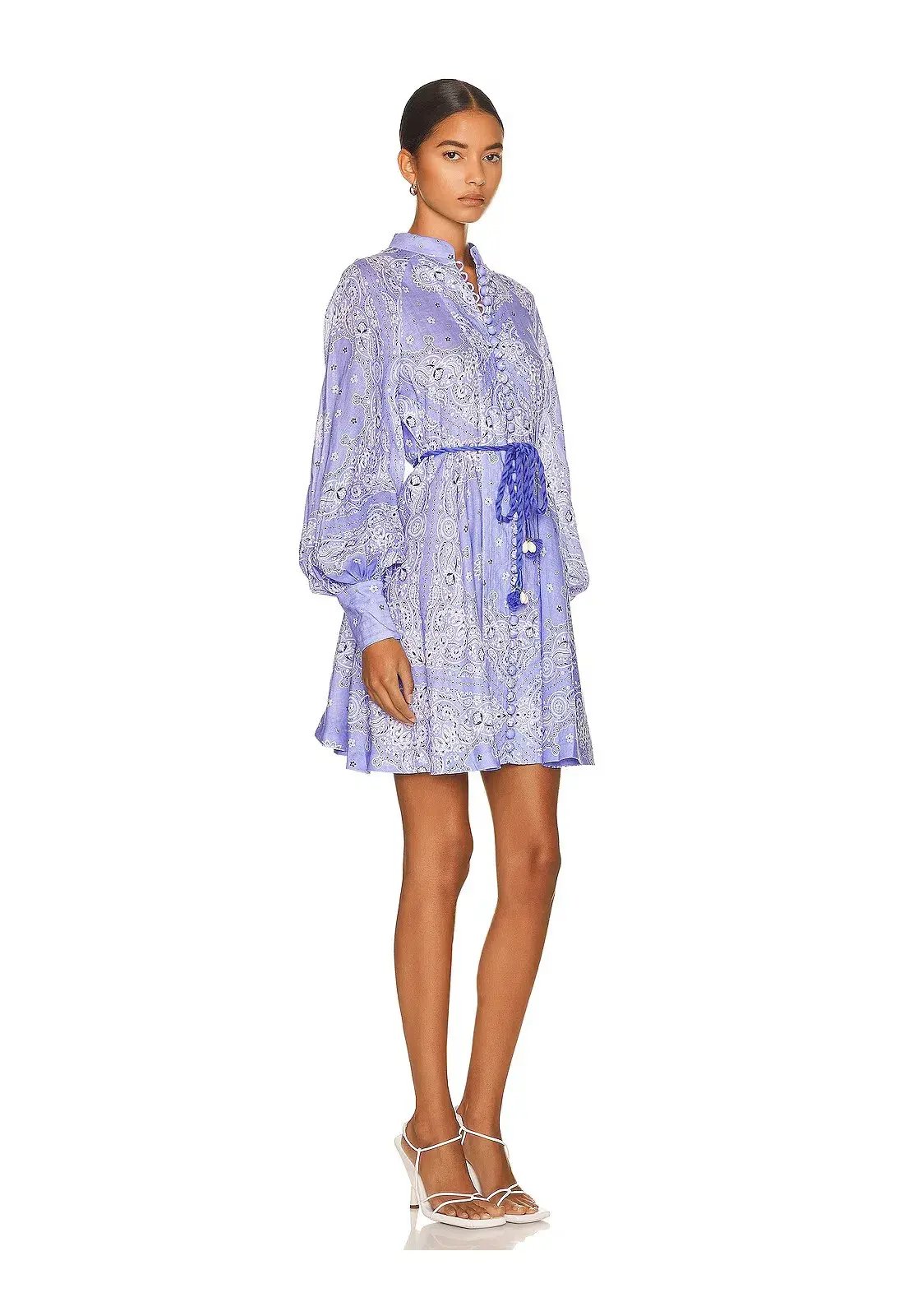 Zimmerman Violet Button Up Mini Dress in Cornflower Bandana Print Size 1 / Au 10 photo 2