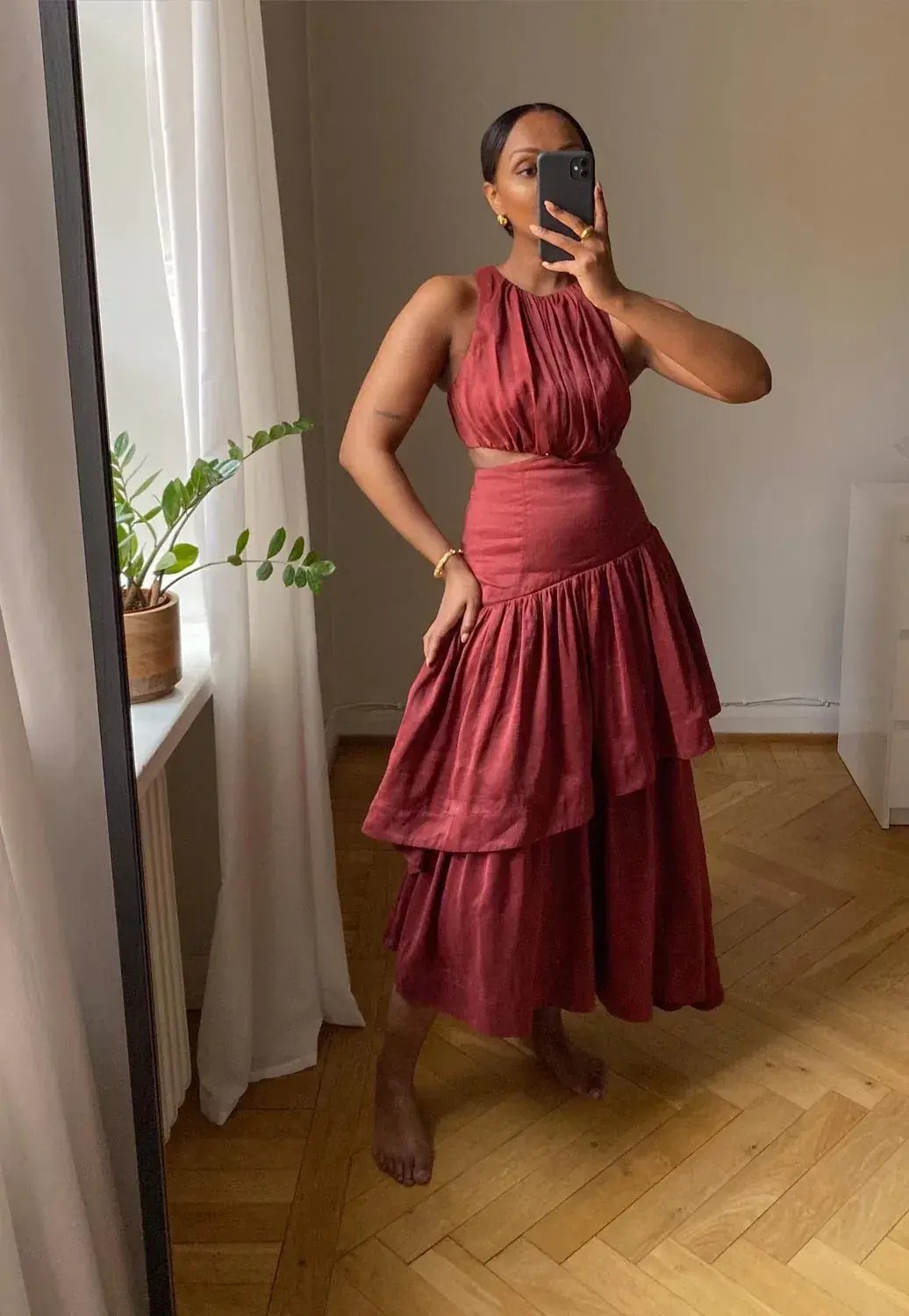 Aje Caliente Cut Out Dress Maroon Red Size 8 photo 2
