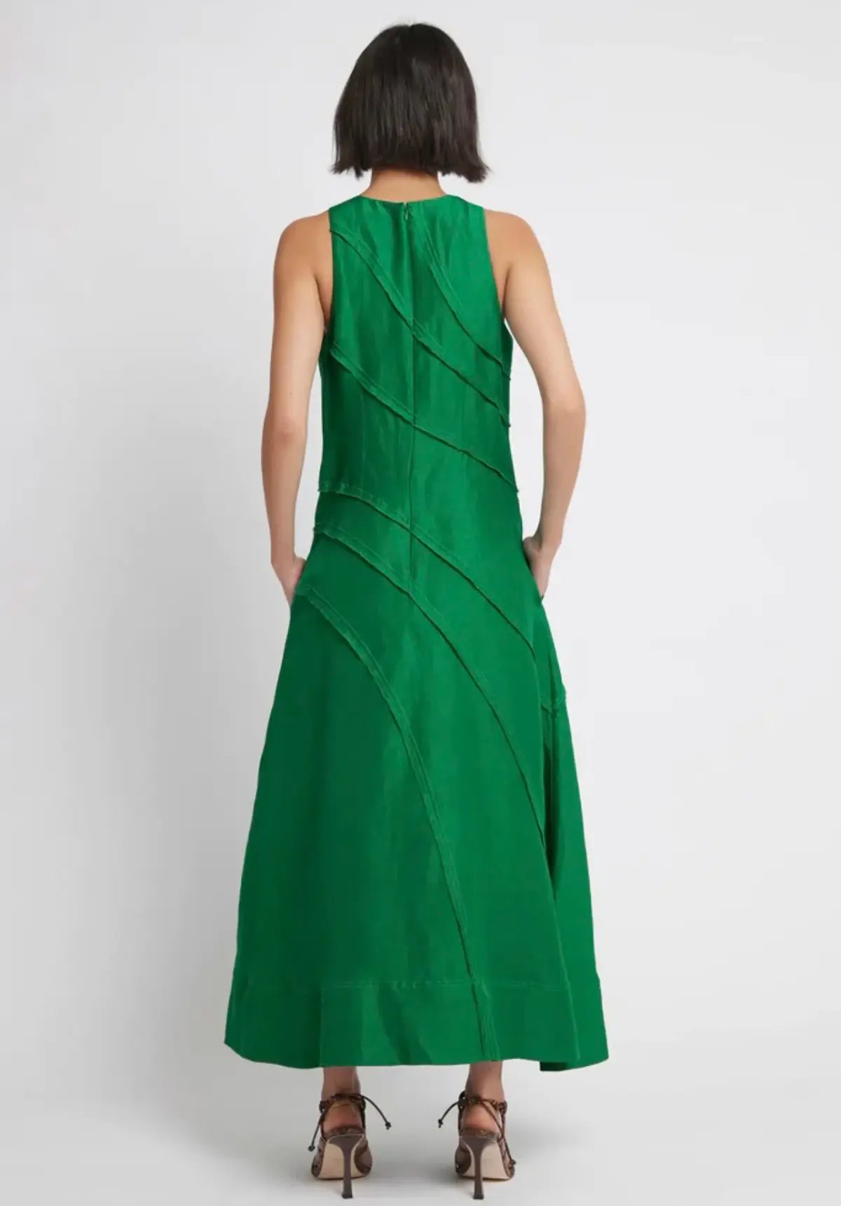 Aje Faraway Midi Dress Emerald Green Size 8 photo 3