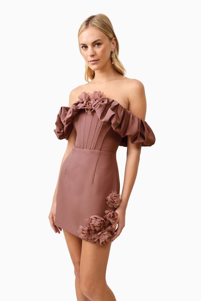 Elliatt Klara Mini Dress - Dark Taupe photo 4