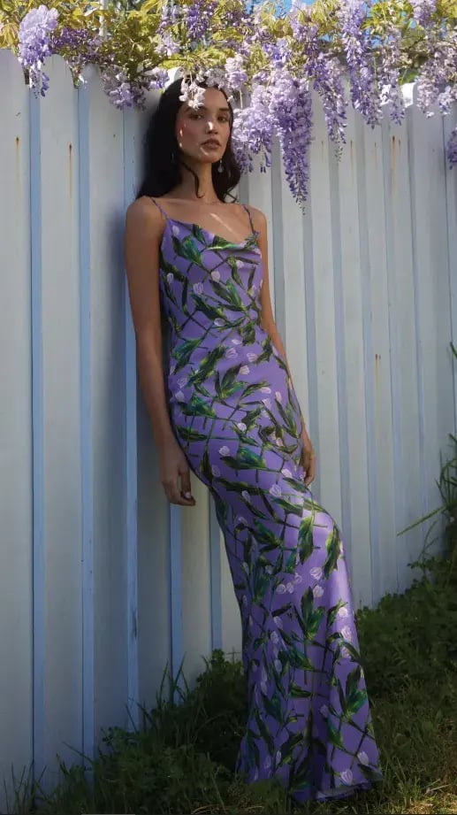 Sonya Moda Portofino Maxi Dress Tulipani Viola Floral Size 12 photo 3