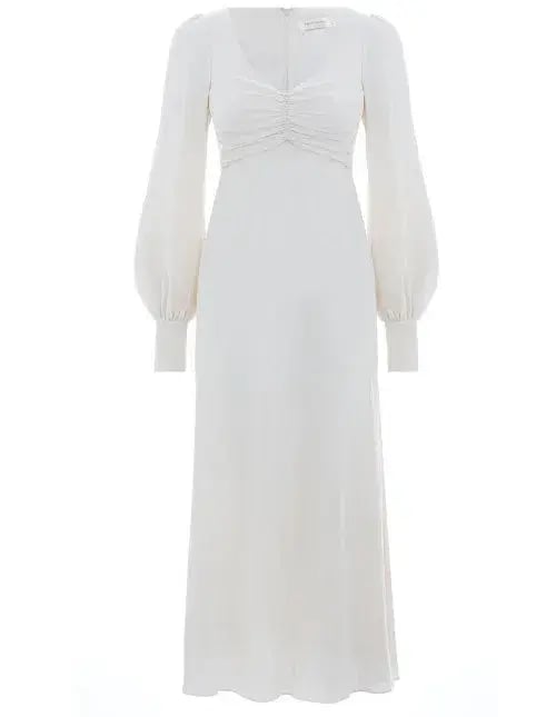 Zimmermann Rouche Midi Dress White Size 2 / AU 12 photo 3