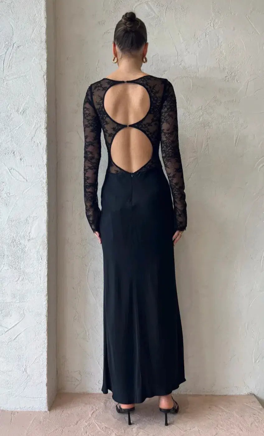 Bec & Bridge Nora Lace Long Sleeve Maxi Dress  Black Size 10 photo 3