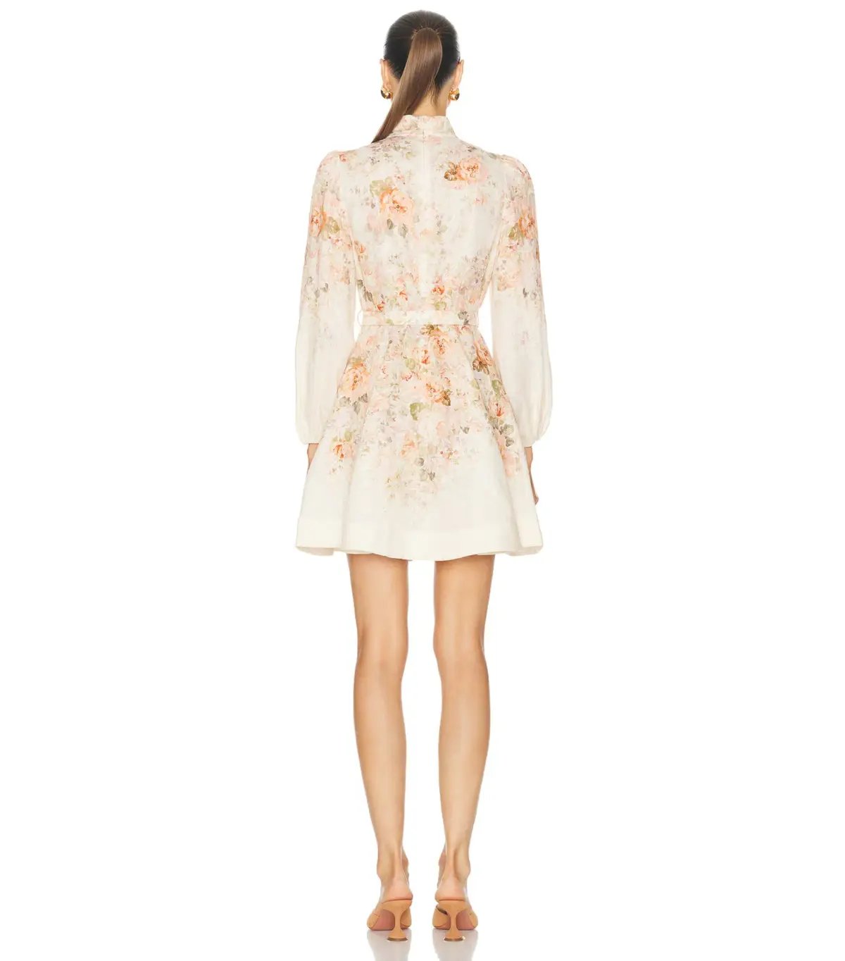 Zimmermann Illustration Buttoned Mini Dress Cream Rococo Floral Size 2 / AU 12 photo 3