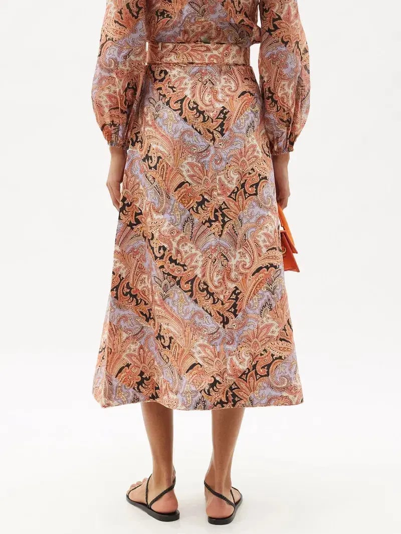 Zimmermann Botanica Chevron Midi Skirt in Chevron Paisley Size 1 AU 10 photo 3