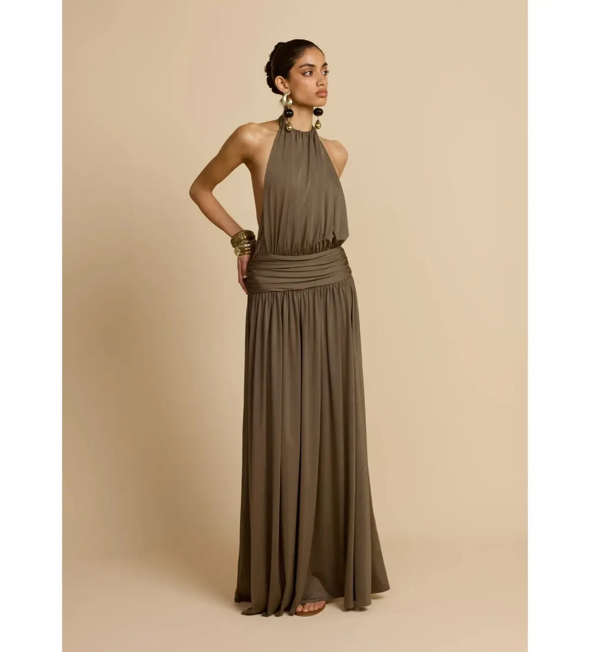 Arcina Ori Satina Maxi Dress Khaki Size AU 6 photo 2