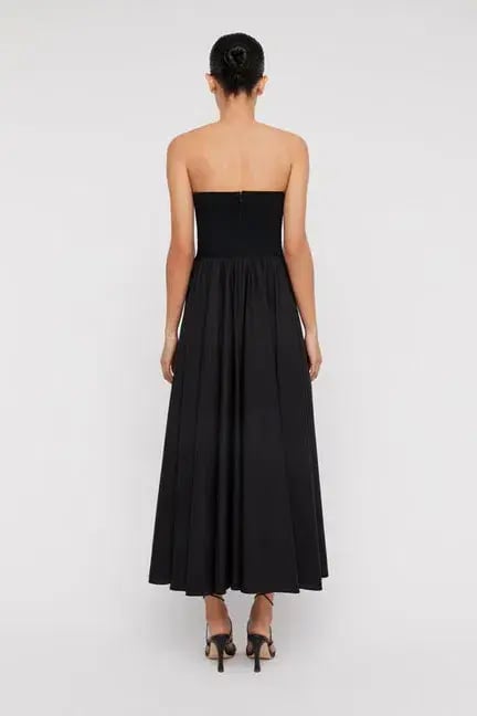 Scanlan Theodore Crepe Cotton Strapless Dress Black Size AU 8 photo 2