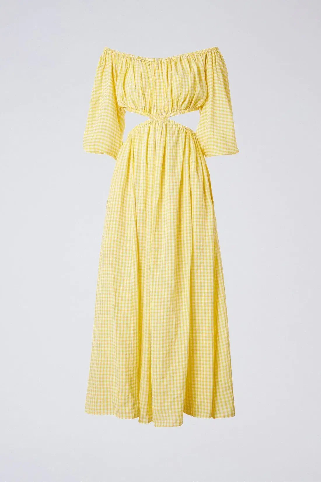 Scanlan Theodore Gingham Maxi Cut Out Dress Yellow Size 10 photo 2