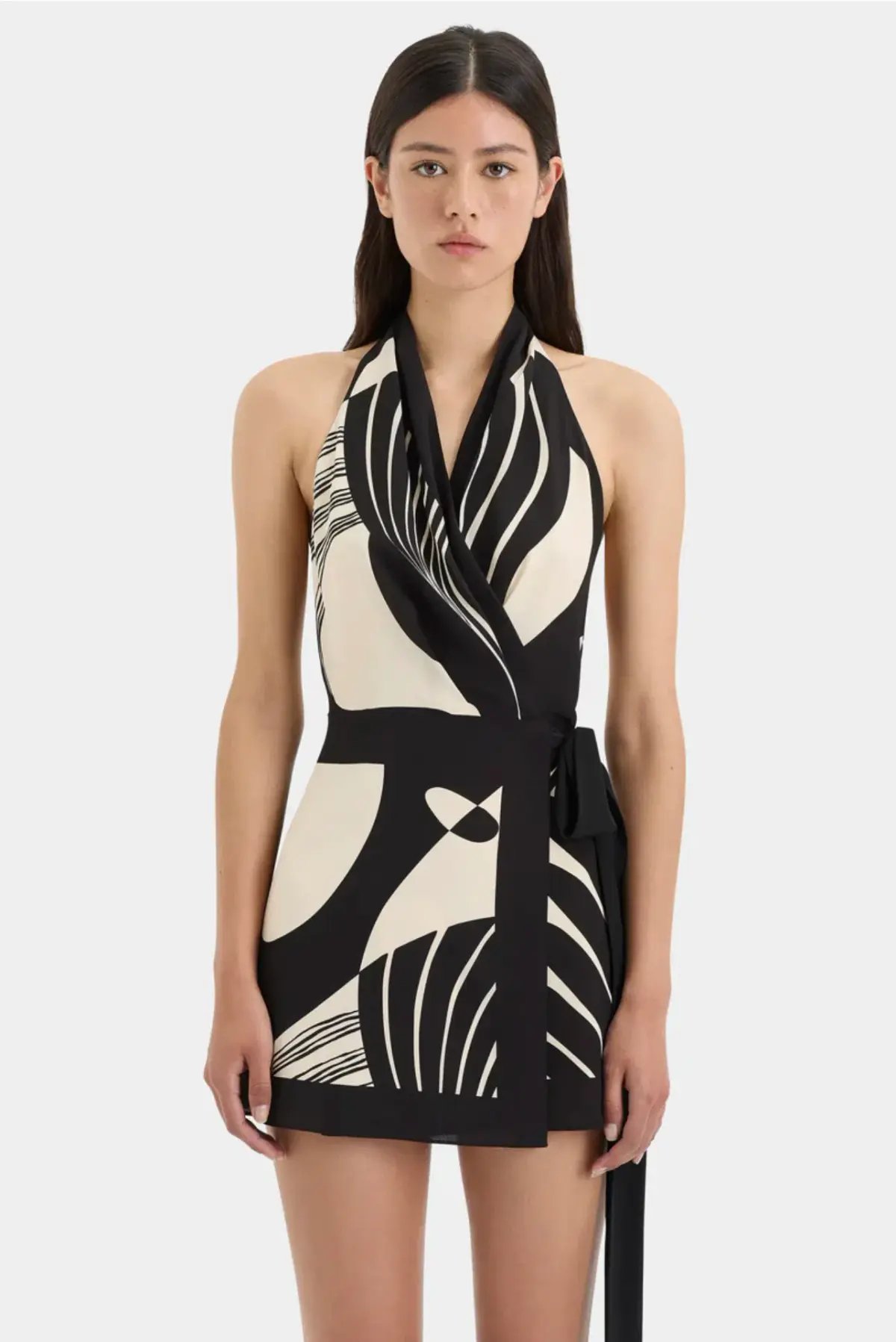 Sir The Label  Realisme Wrap Halter Mini Dress Papier Print Size 2 / AU 10 photo 4