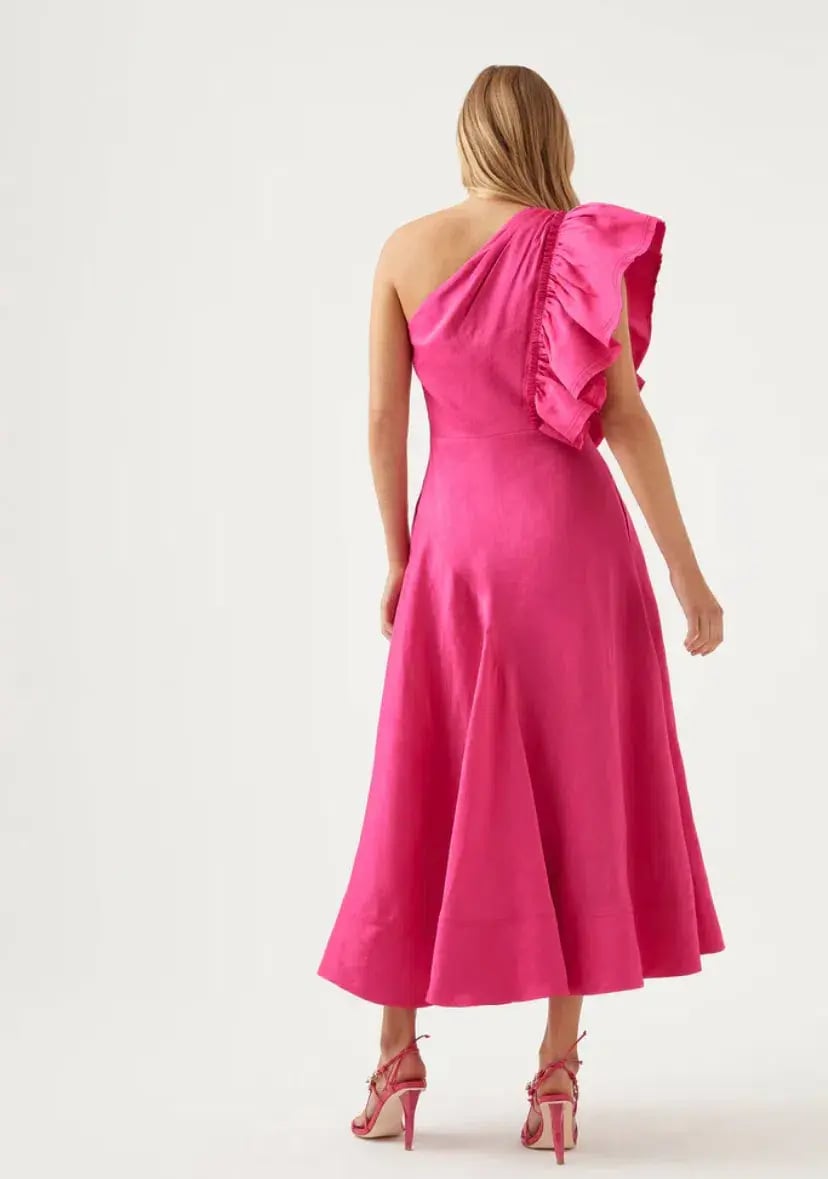 Aje Bonjour Asymmetric Midi Dress Fuchsia Size 10 photo 2