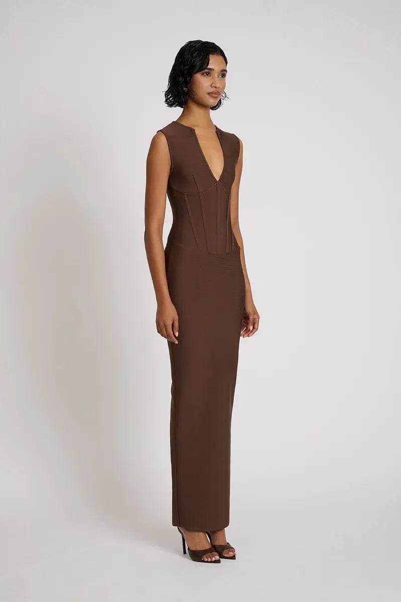 Eliya the Label Giselle Midi Dress Brown Size 10 photo 5