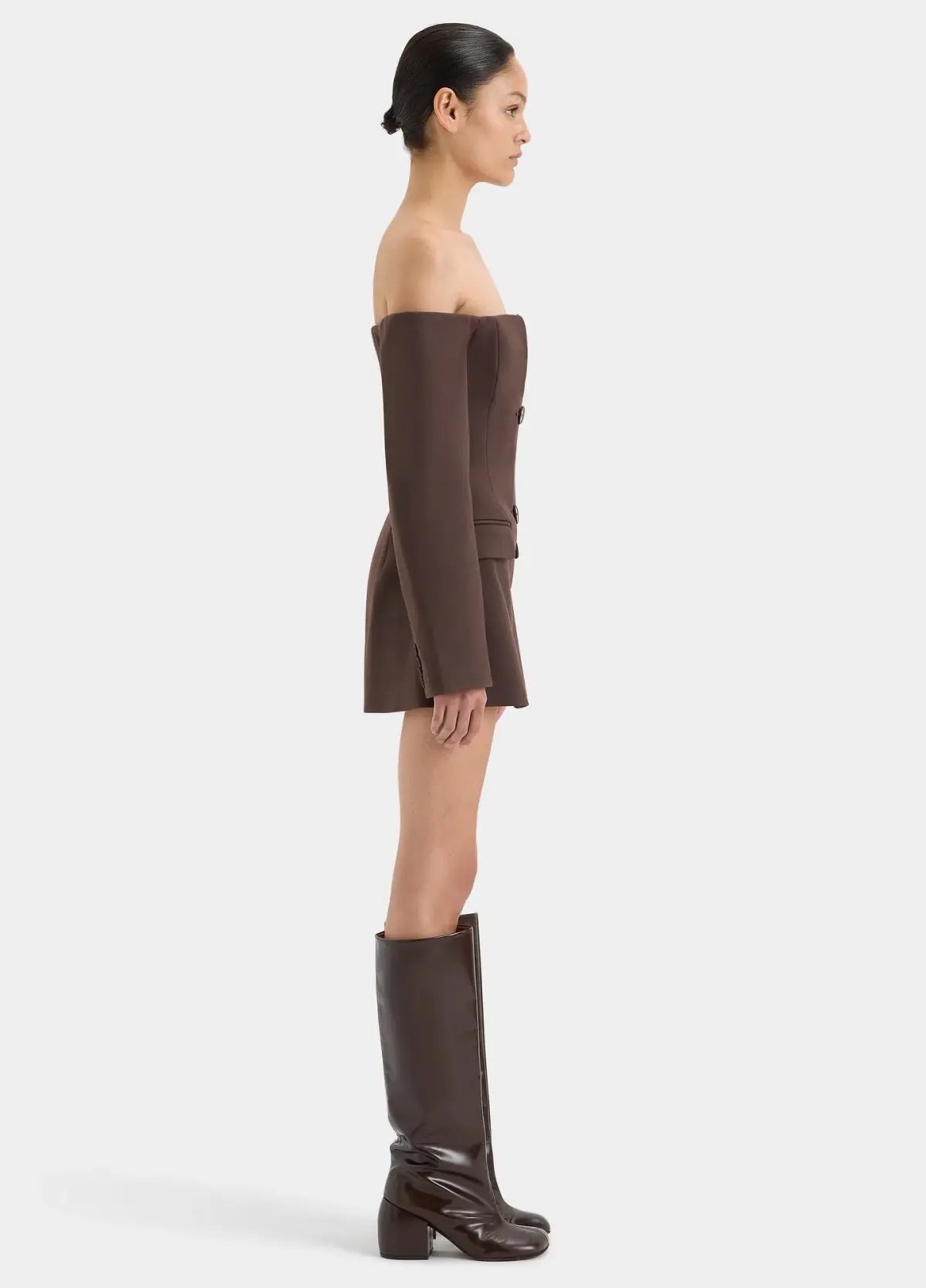 Sir the Label Sandrine Tailored Mini Dress in Chocolate Brown Size 1 / AU 8 photo 10