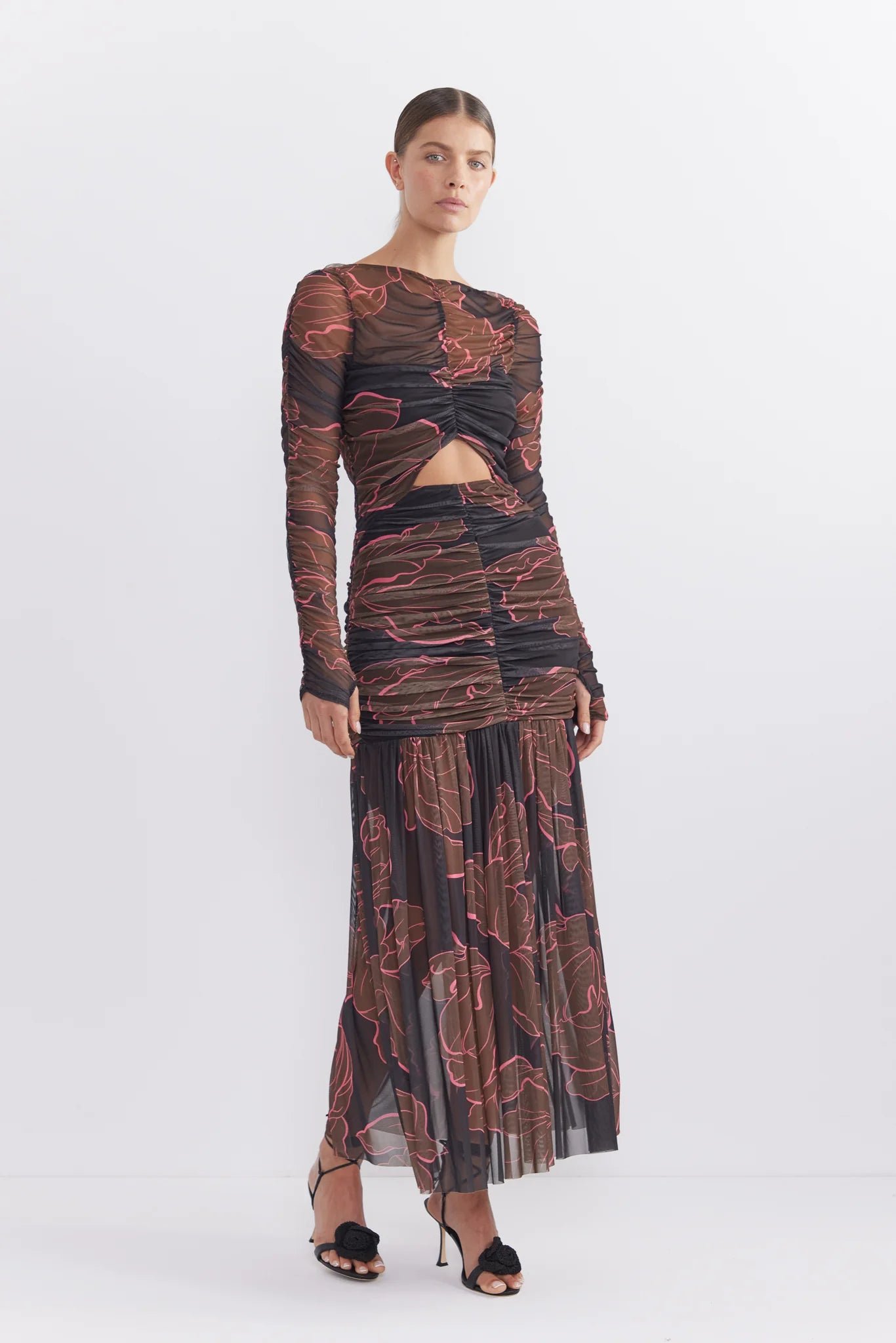 PASDUCHAS ROSETTA HOURGLASS MIDI - DARK FLORAL photo 4